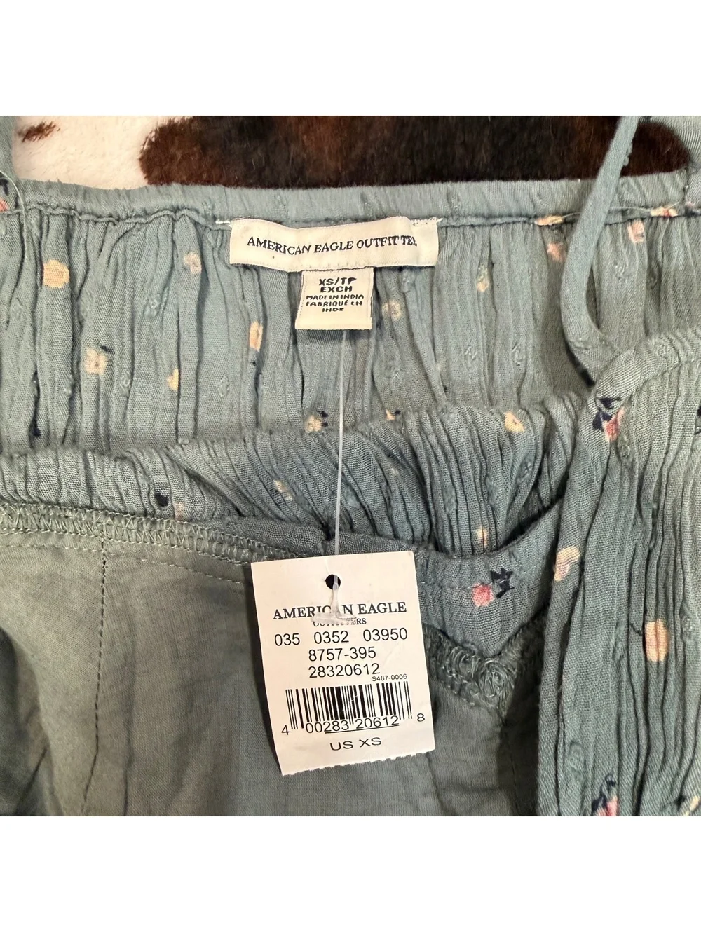 American Eagle Floral Tie Strap Babydoll Crop Cami Tank Top XS - Picture 2 of 3